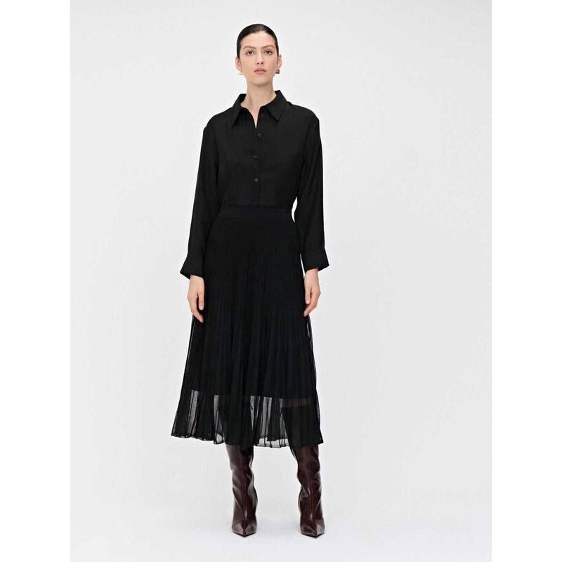 Veronika Maine Solid And Sheer Long Knit Skirt image number 2